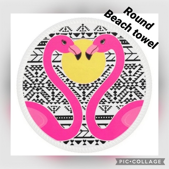 Other - Flamingo round beach towel 58”